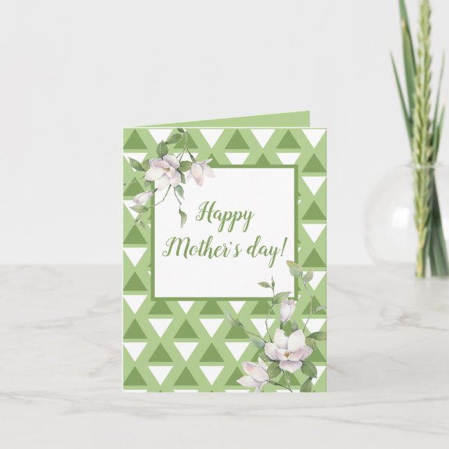 Carte Floral motif géométrique vert pastel simple (Devant)