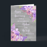 Carte Floral Nephew et son anniversaire de femme<br><div class="desc">Joyeuse carte d'anniversaire mariage pour neveu et sa femme avec une belle aquarelle vintage fleurs violettes,  bois rustique et vers sentimental.</div>