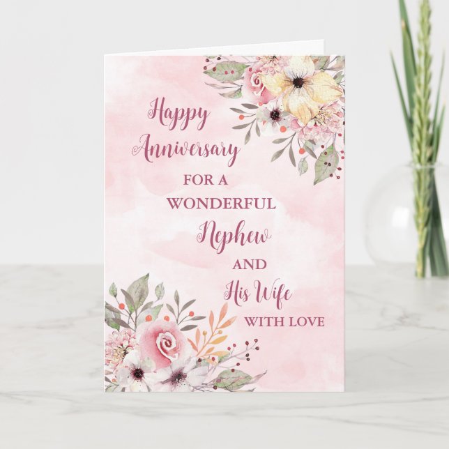 Carte Floral Nephew et son Anniversaire Mariage de sa fe (Devant)