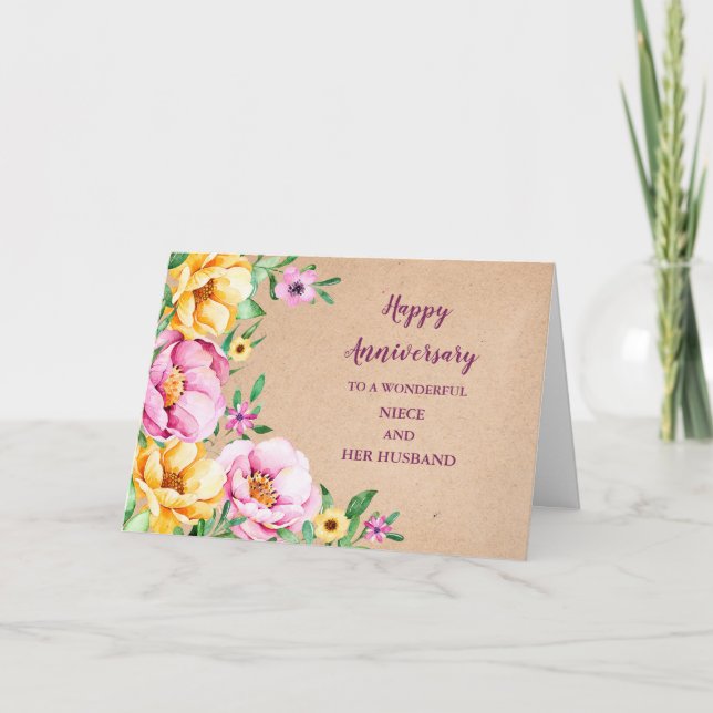 Carte Floral Niece et son mari Mariage Anniversaire (Devant)