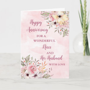 Carte Floral Niece et son Mariage de mari Anniversaire