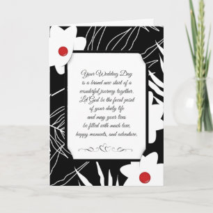 Carte Floral noir et blanc Mariage religieux