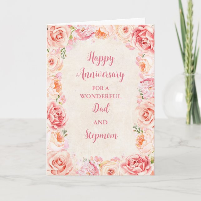 Carte Floral Papa et StepMom Mariage Anniversaire (Devant)