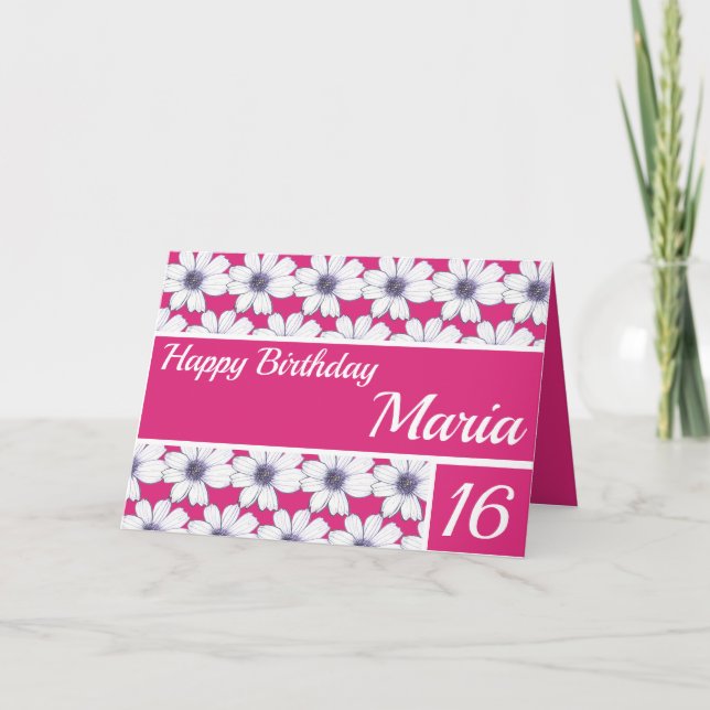 Carte Floral pattern design Fuscia Pink Birthday (Devant)