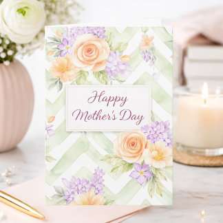 Carte Floral Peach Lavender Sage Happy Mother's Day Card