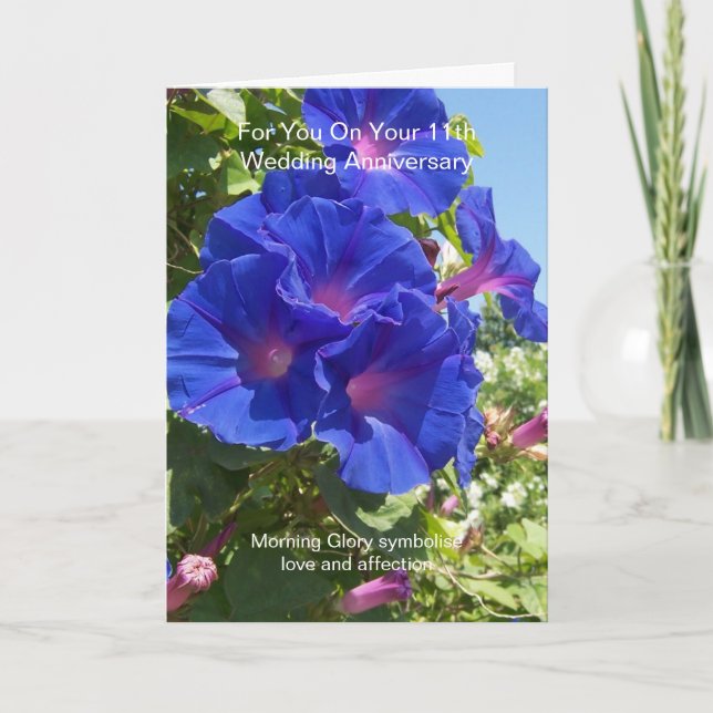 Carte Floral Personnalisé 11e anniversaire de Mariage (Devant)