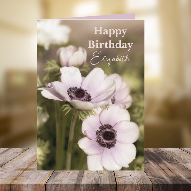 Carte Floral Poppy Nom personnalisé Joyeux anniversaire (Créateur téléchargé)