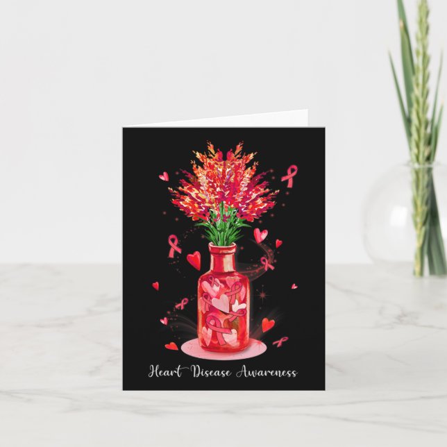 Carte Floral Red Ribbon Support Sensibilisation aux mala (Devant)