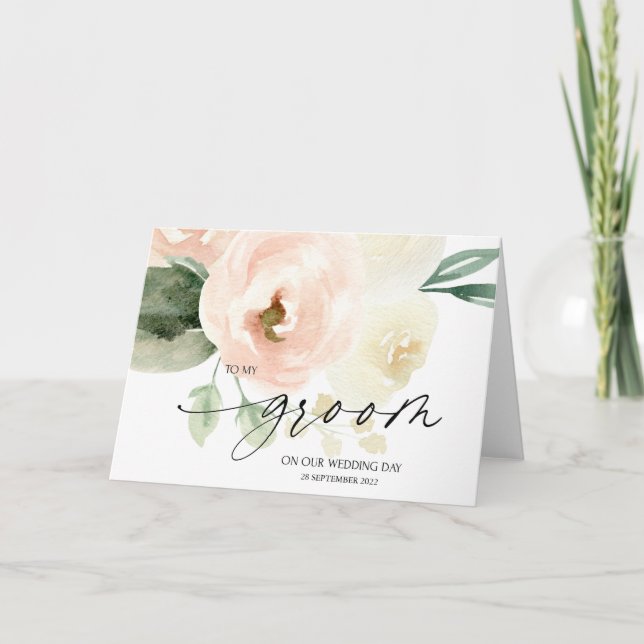 Carte Floral rose à ma chambre le jour de notre mariage (Devant)