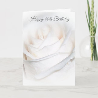Carte Floral Rose blanche Personnalisé 40e anniversaire