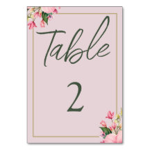 Carte Floral rose et Green Table