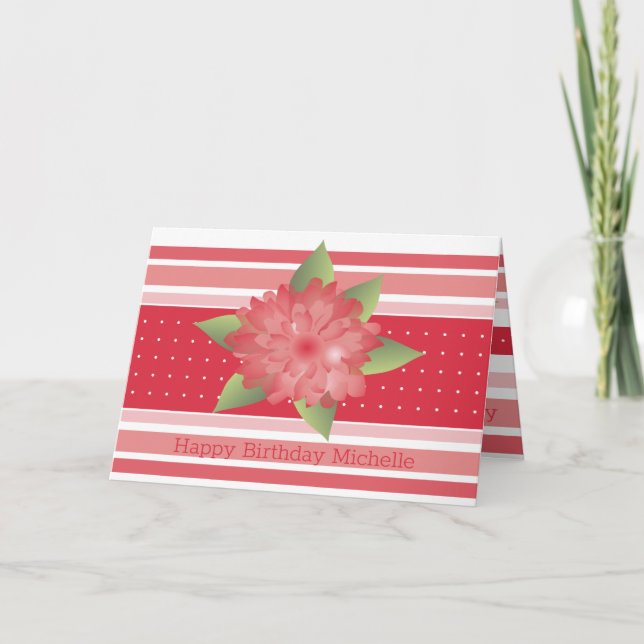 Carte Floral Rose Et Gris (Devant)