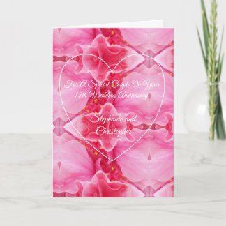 Carte Floral rose Personnalisé 12e anniversaire de Maria