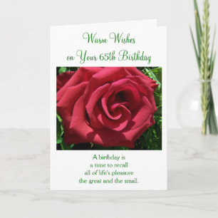 Carte Floral Rose rouge Personnalisé 65e anniversaire