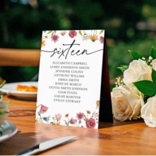 Carte Floral Seating Chart Tableau Seize