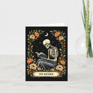 Carte Floral Tarot Card The Reader Skeleton Reading Book