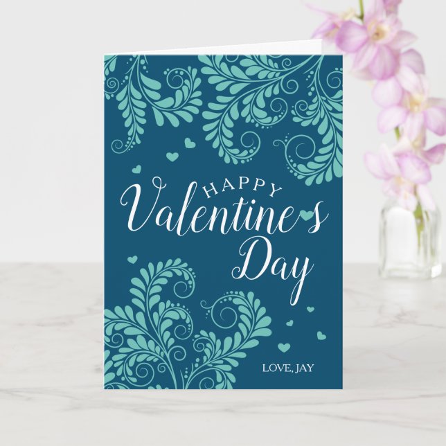 Carte Floral Valentine (bleu & turquoise) (Orchidée)