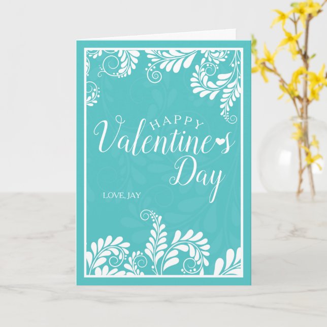 Carte Floral Valentine (Turquoise) (Fleur jaune)