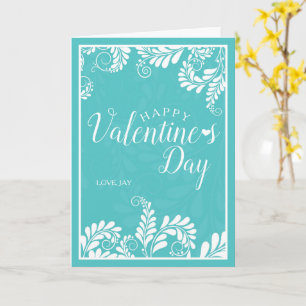 Carte Floral Valentine (Turquoise)