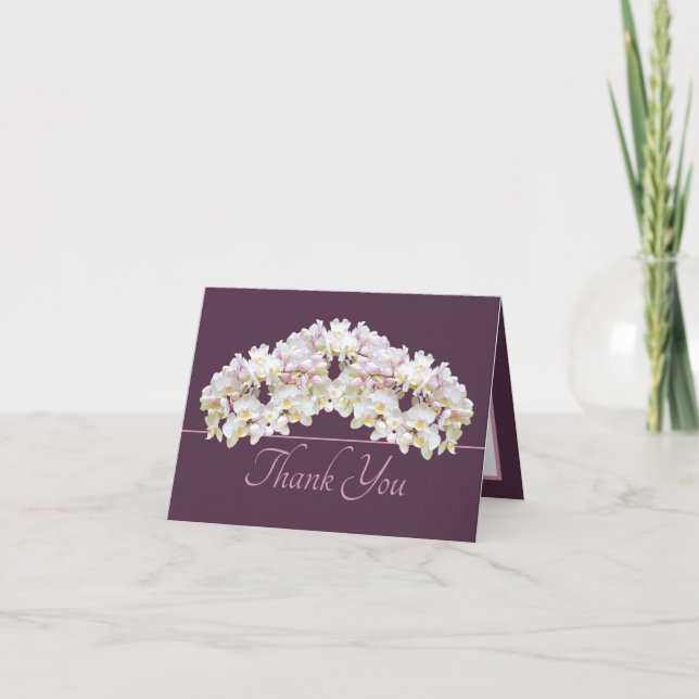 Carte Floral Wreath White Orchids Chic Floral Thank You (Devant)