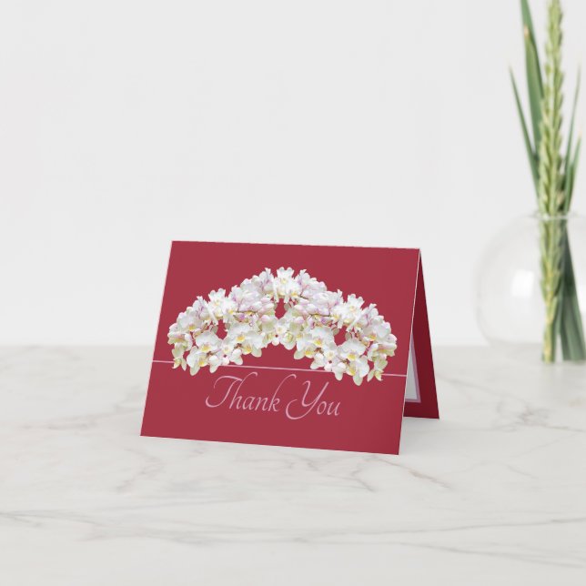 Carte Floral Wreath White Orchids Chic Floral Thank You (Devant)