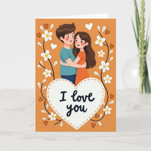 Carte florale à cœur brisé pour couple amoureux