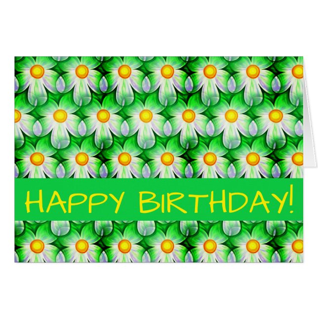 Carte florale à impression numérique Daisy (Devant horizontal)