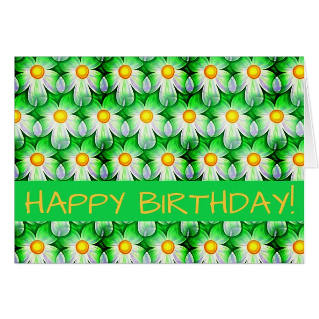 Carte florale à impression numérique Daisy (Devant horizontal)
