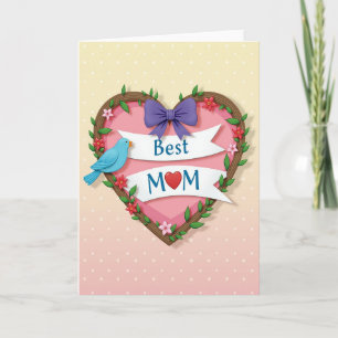Carte florale à pois en forme de cœur