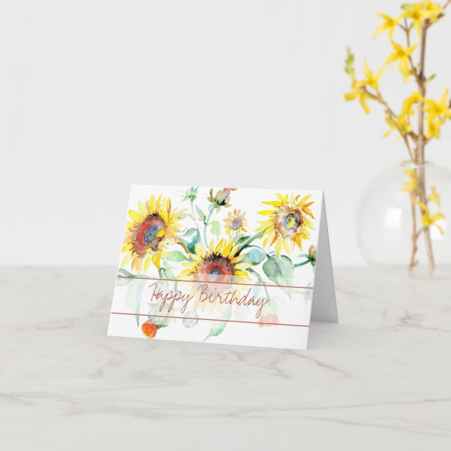 Carte florale aquarelle tournesols (Fleur jaune)