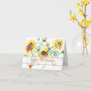 Carte florale aquarelle tournesols