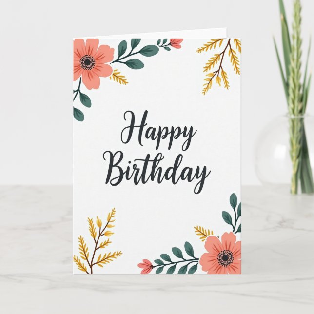 Carte florale artistique d'anniversaire (Devant)
