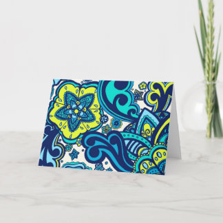 Carte florale bleue et verte