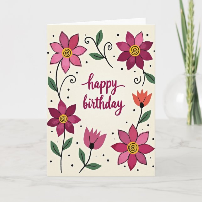Carte florale célébrant à pois (Devant)