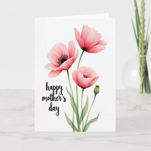 Carte florale corail et rose (Devant)