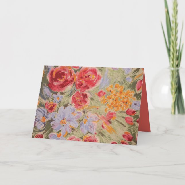 Carte florale couleur pêche pour toutes occasions (Devant)