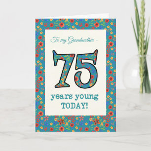 Carte Florale d'anniversaire 75 ans Jeune grand-mè