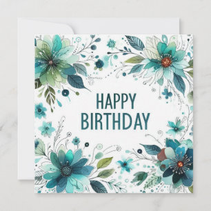 carte florale d'anniversaire heureuse