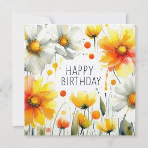 carte florale d'anniversaire heureuse