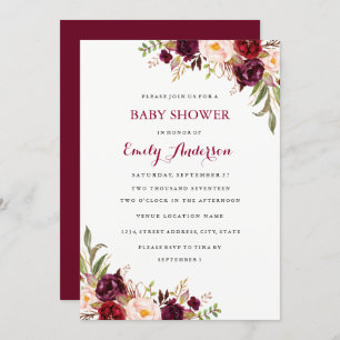 Carte florale de baby shower d'automne de