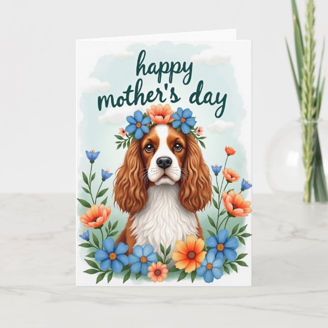 Carte florale de chien à l'aquarelle (Devant)