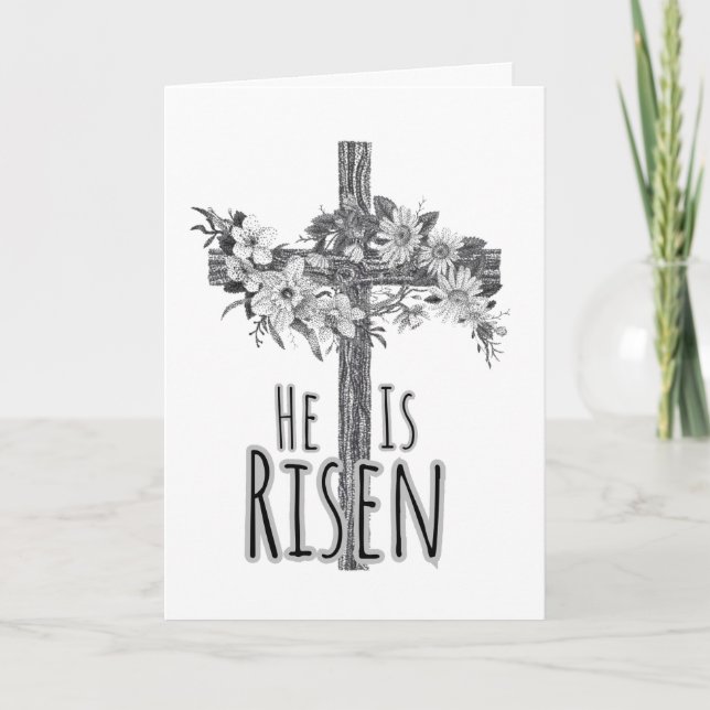 Carte florale de croix Il est ressuscité (Devant)
