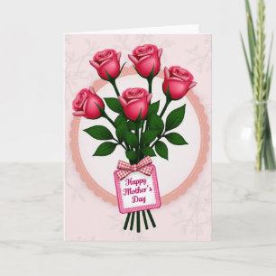 Carte florale de fête des mères Rose rose