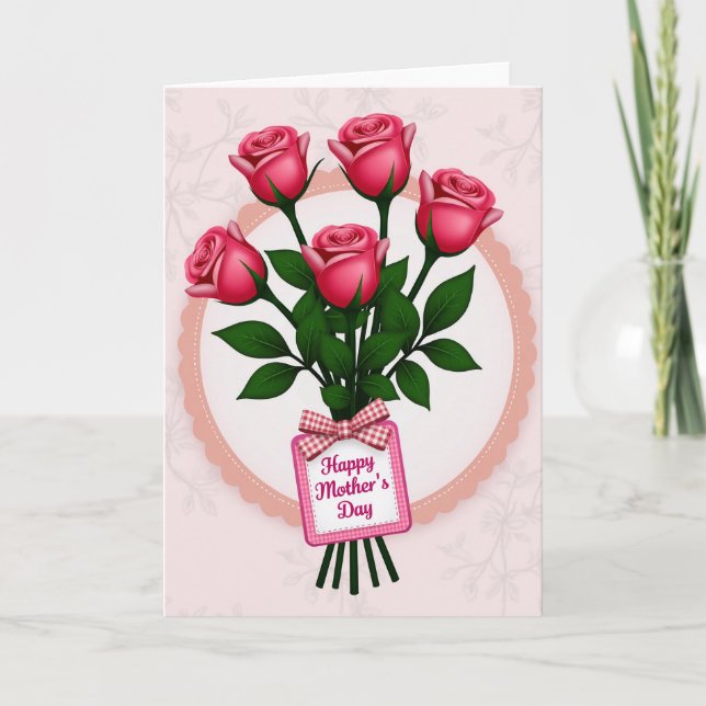 Carte florale de fête des mères Rose rose (Devant)