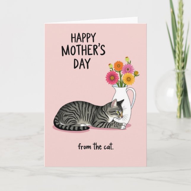 Carte florale de la fête des mères avec un chat ti (Devant)