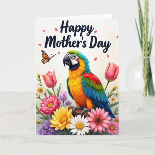 Carte florale de la fête des mères d'oiseau exotiq