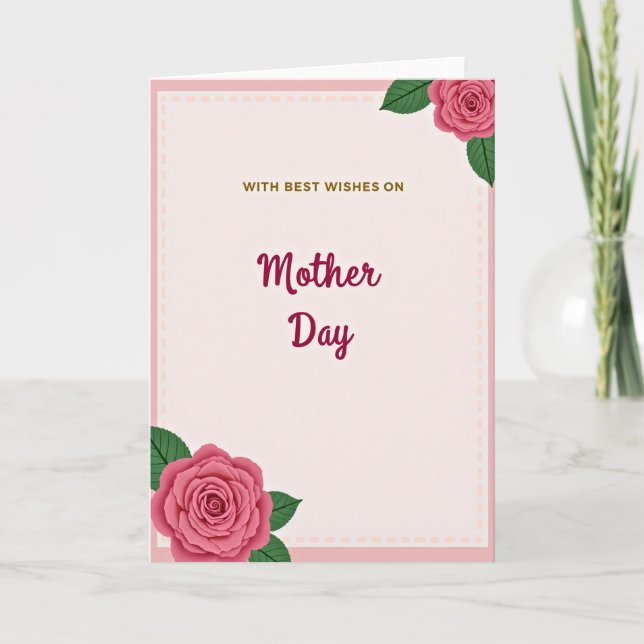 Carte florale de la fête des mères rose fardée (Devant)