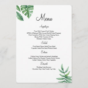 Carte florale de menu de mariage