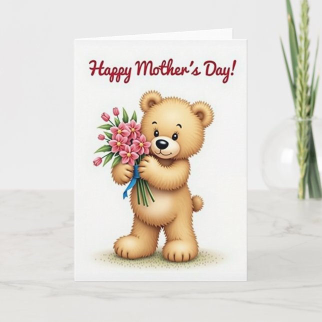 Carte florale de mère en peluche douce (Devant)