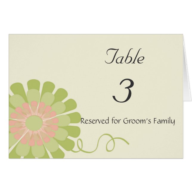 Carte florale de nombre de Tableau de mariage (Devant Horizontal)